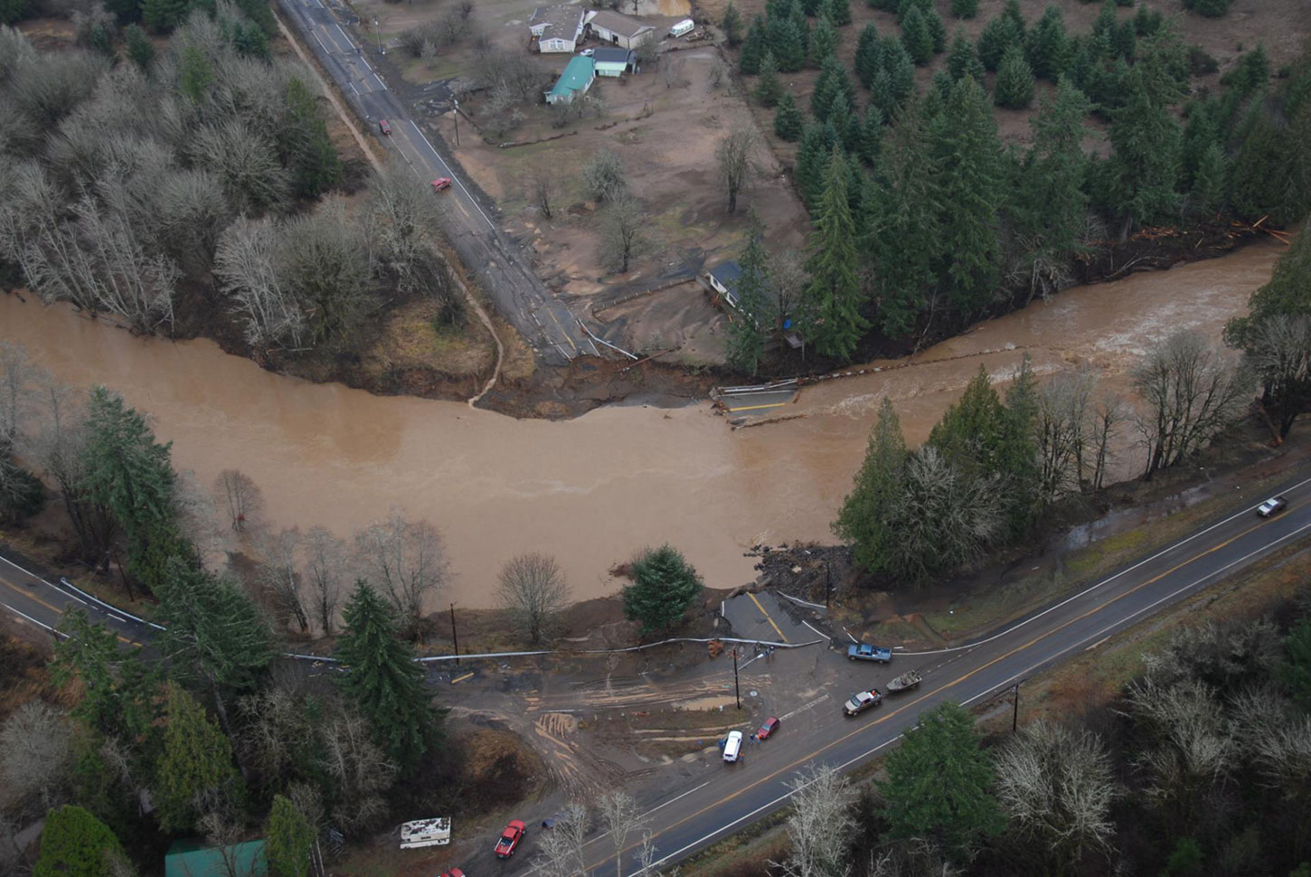 Bird's eye broken road