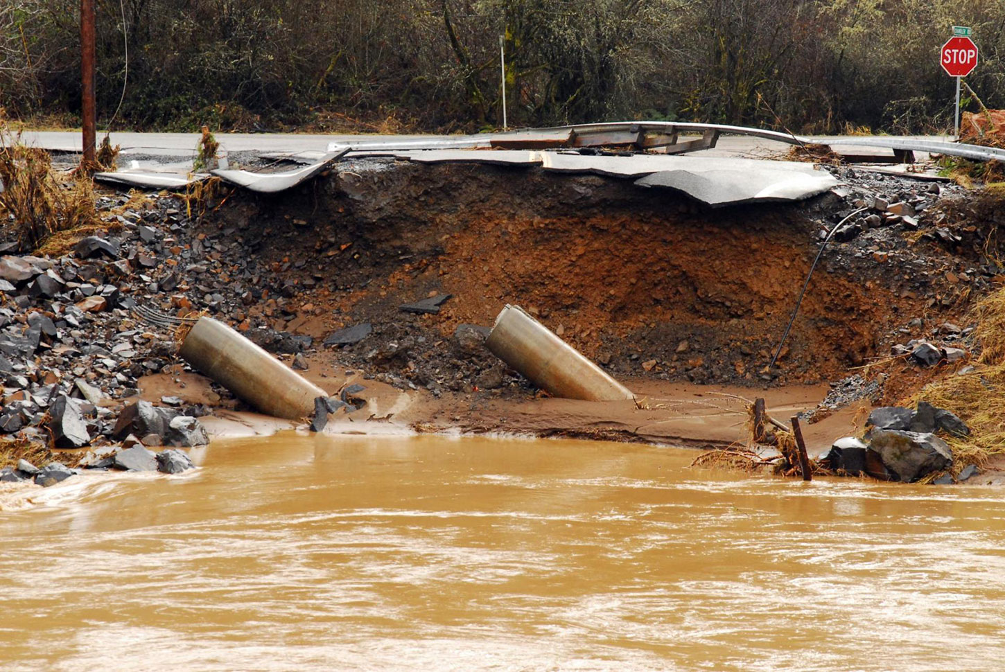 Damaged road close-up